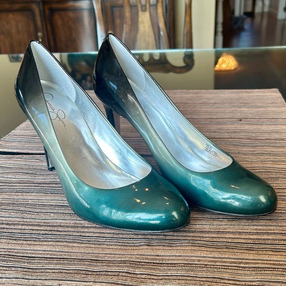 Jessica Simpson Green to Black Ombré Patent Leather Stilettos Size 10 - Picture 5 of 8